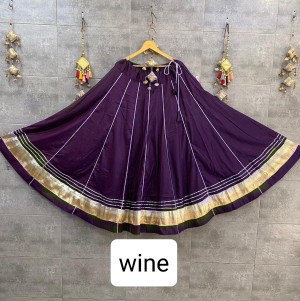 Beautiful lappa border linning stitching rayon cotton wine chaniya